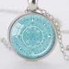 Blue Glass Cabochon Witchcraft Pendant Necklace