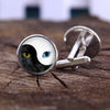 Yin Yang Glass Blue Cat Eye Witchcraft Cufflink